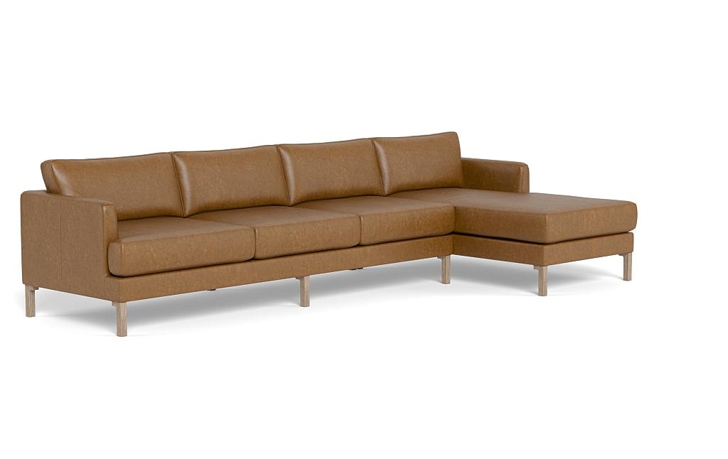 Winslow Leather 4-Seat Right Chaise Sectional - Image 1