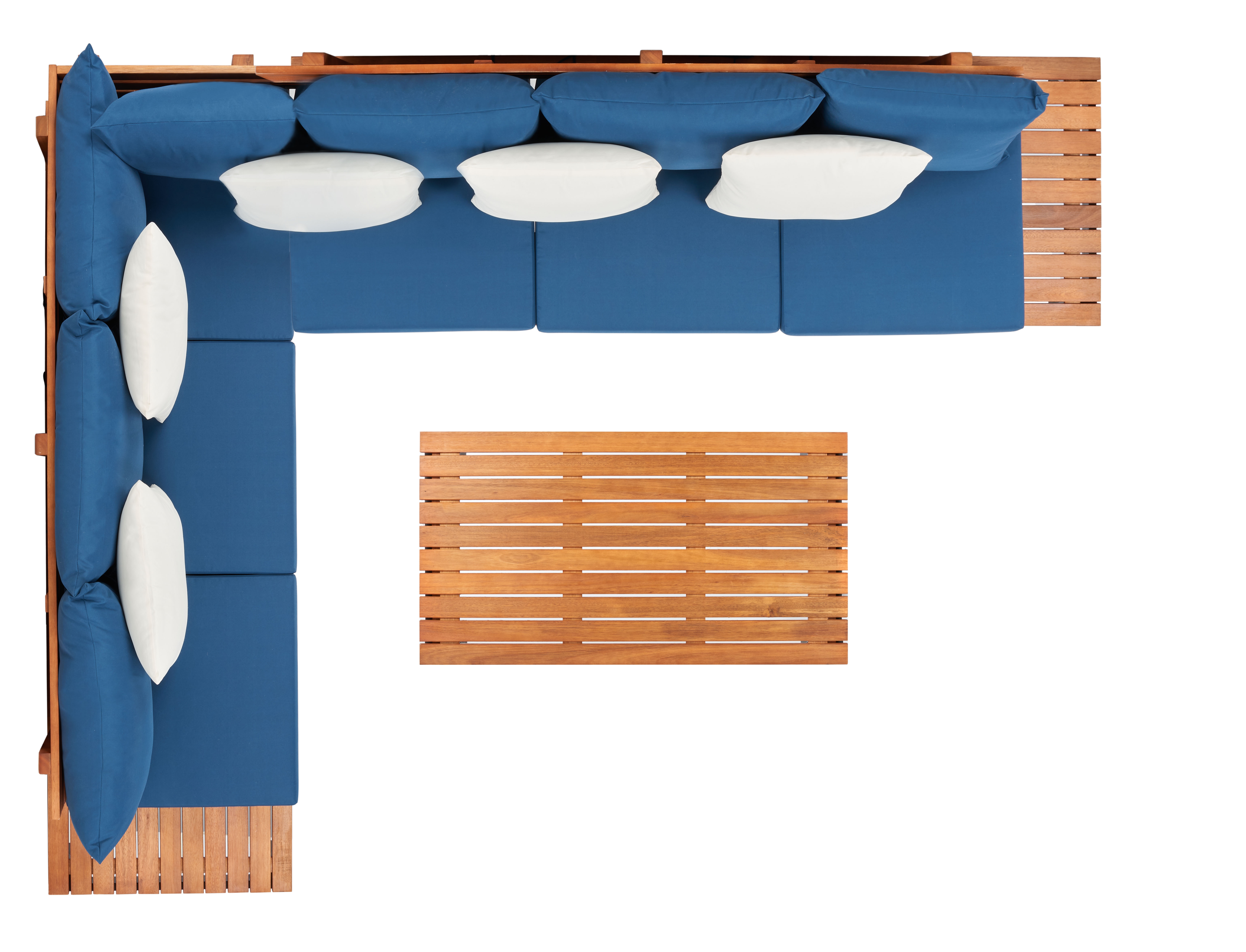 Fristal 3 Piece Living Set - Natural/Black Leg/Navy /Beige - Safavieh - Image 2