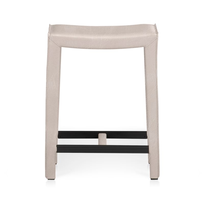 Folio Sand Top-Grain Leather Backless Bar Stool - Image 1