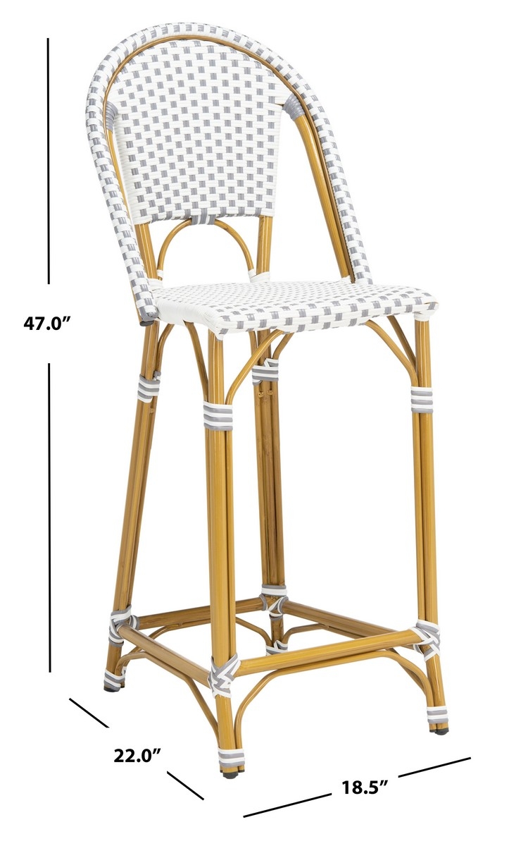 Zaid Bar stool - Grey/White - Safavieh - Image 9