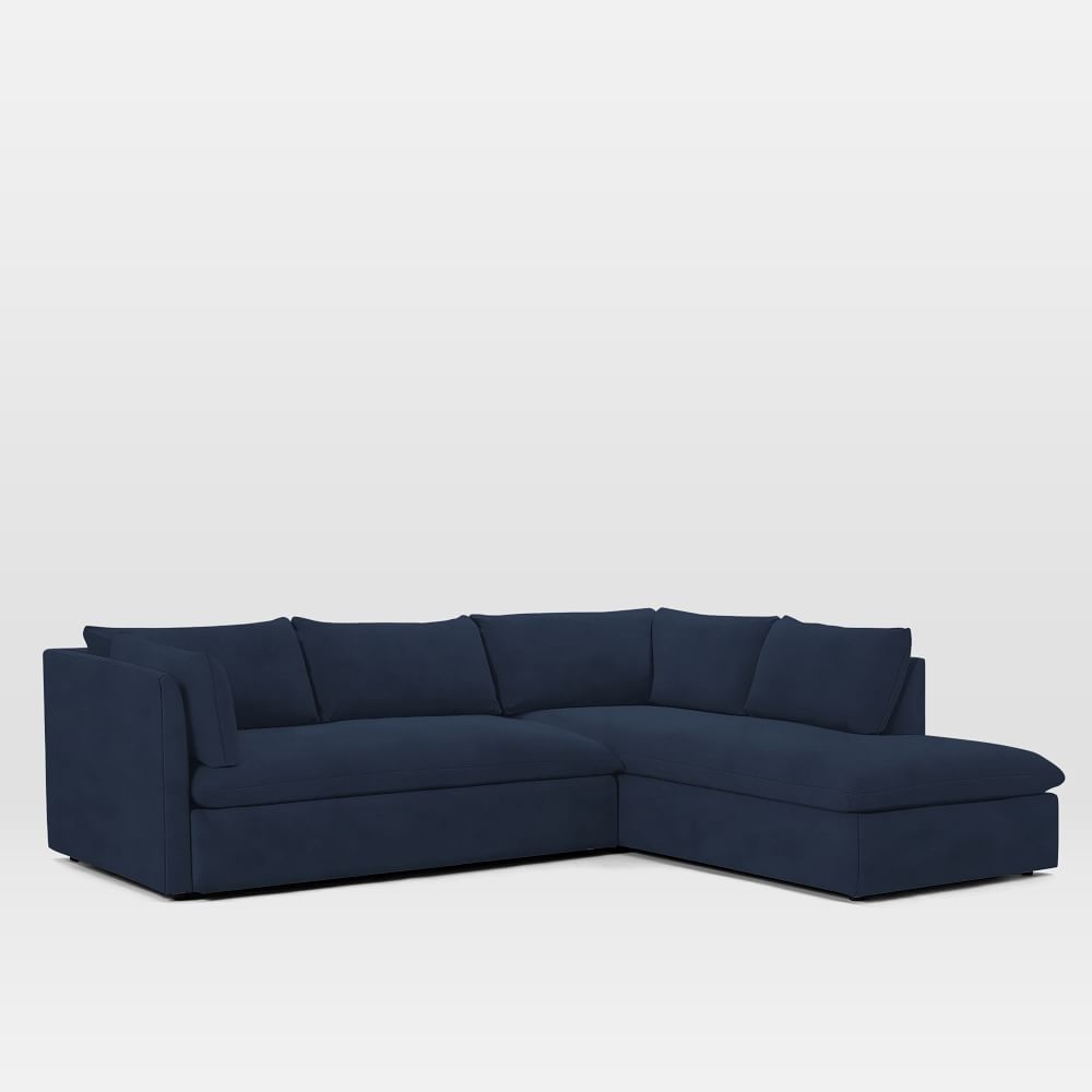 Shelter 106" Right 2-Piece Bumper Chaise Sectional, Performance Velvet, Ink Blue - Image 0