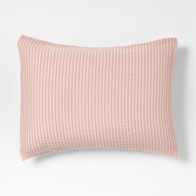 Supersoft Striped Lilac Rose Organic Cotton Gauze Kids Pillow Sham - Image 0