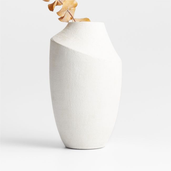 Slope White Ceramic Vase 12.25" - Image 0
