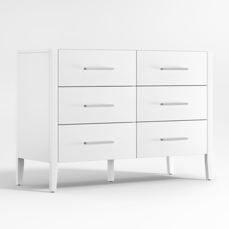 Ever Simple 48" White Wood 6-Drawer Kids Dresser - Image 1