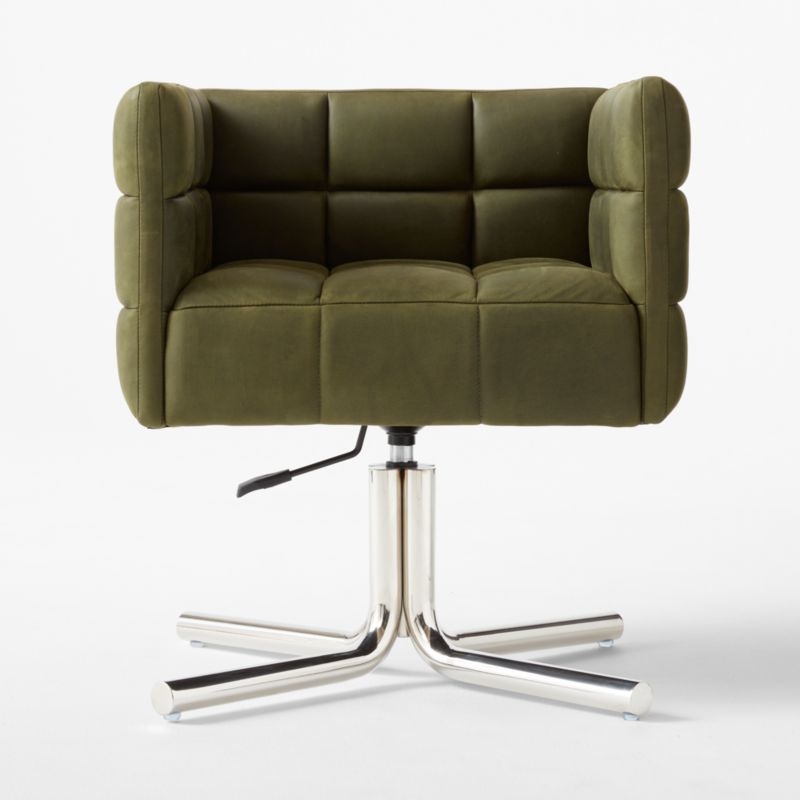 Matrice Green Leather Office Chair - Image 1