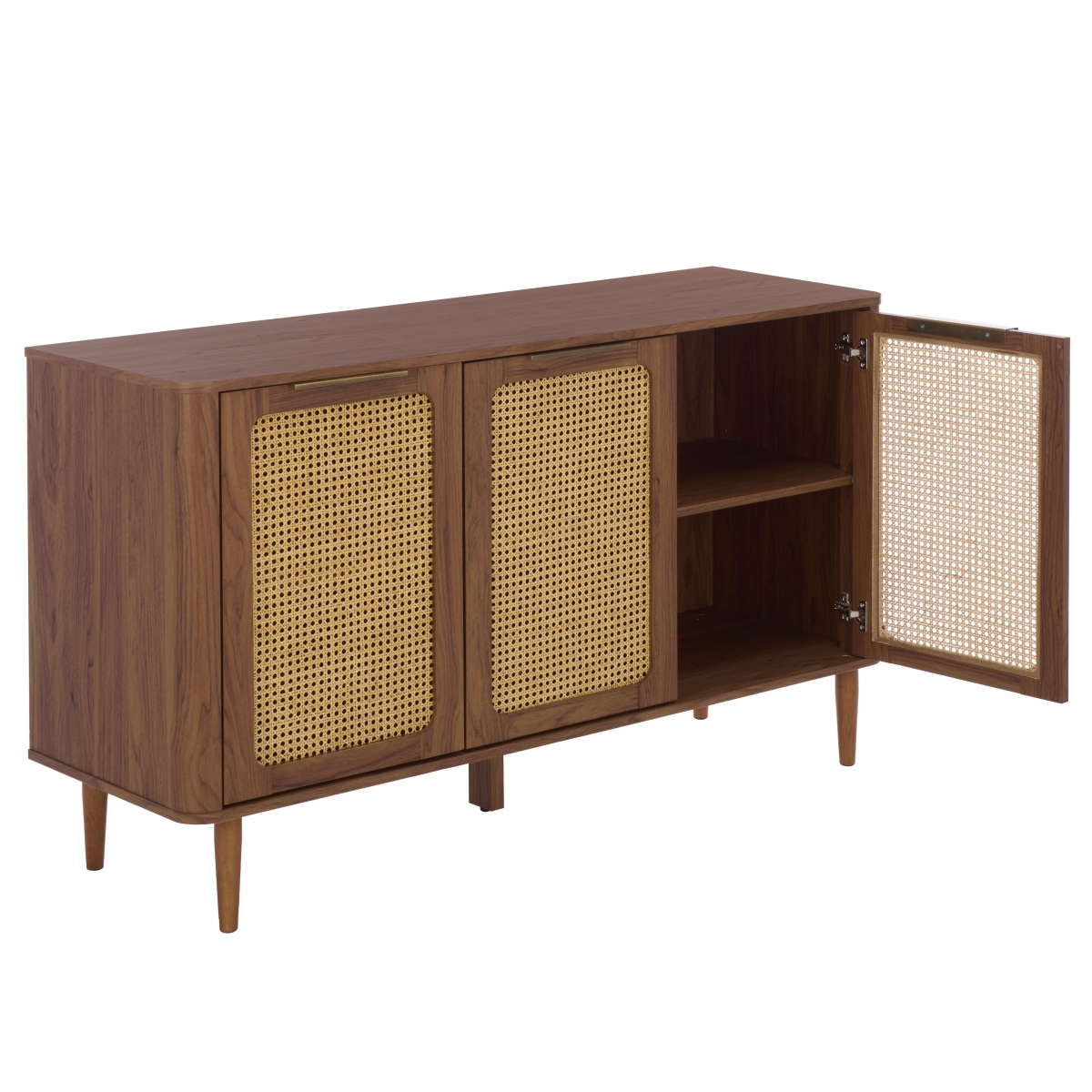 Brey 3 Drawer Sideboard/Media Stand - Walnut / Brass - Image 5