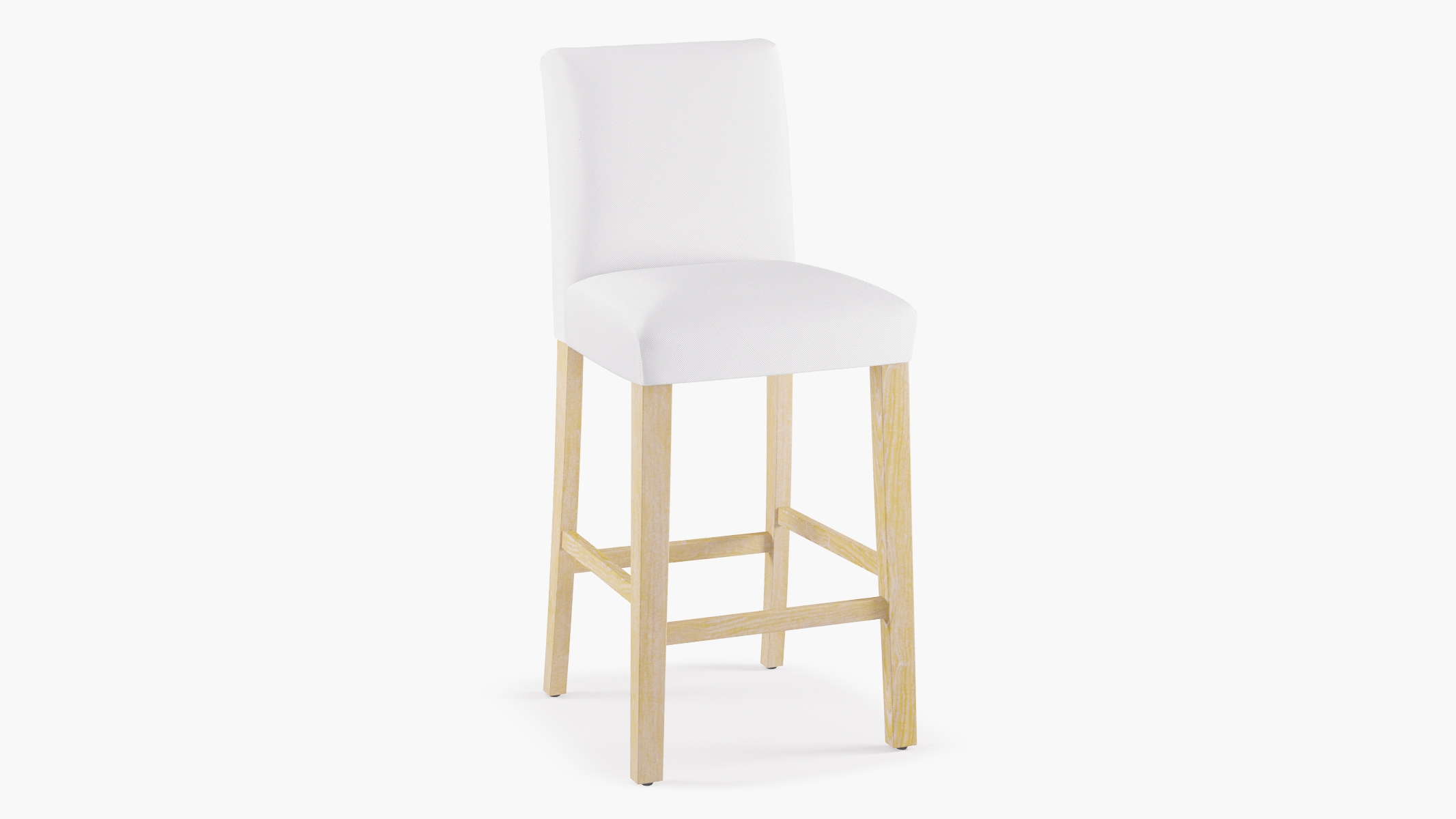 Classic Dining Bar Stool, White Twill, Natural - Image 1