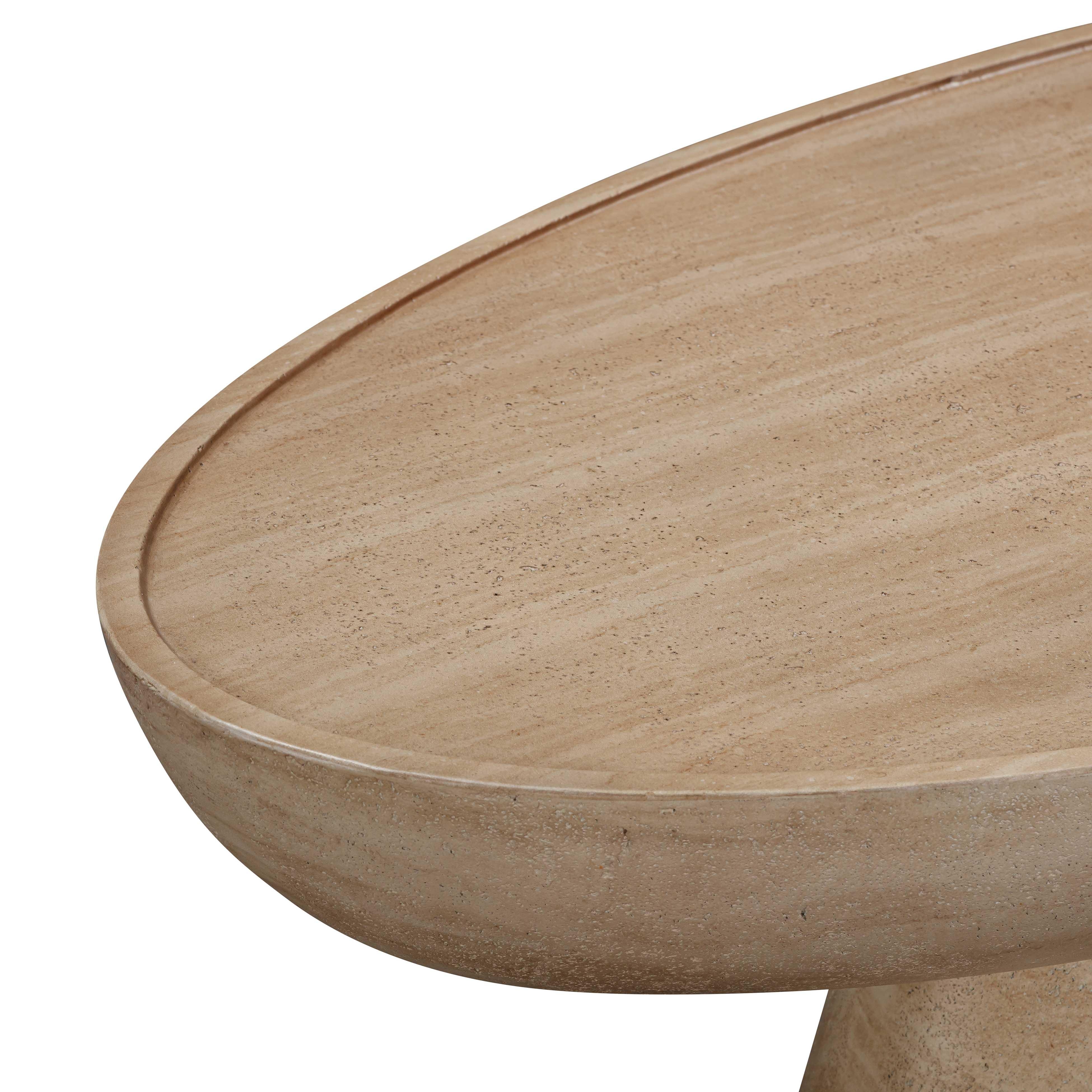 Eclipse Textured Faux Travertine Indoor / Outdoor Coffee Table - Image 3