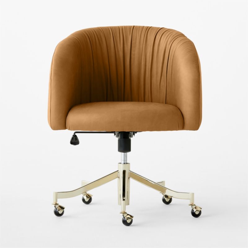 Saroy Brown Leather Office Chair - Image 1
