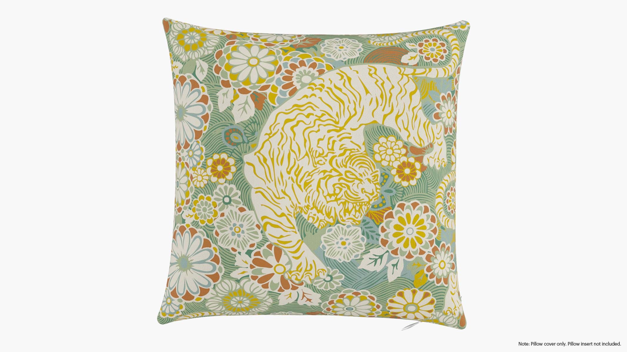 Throw Pillow Cover 16", Pistachio Siberian Tiger, 16" x 16" - Image 0