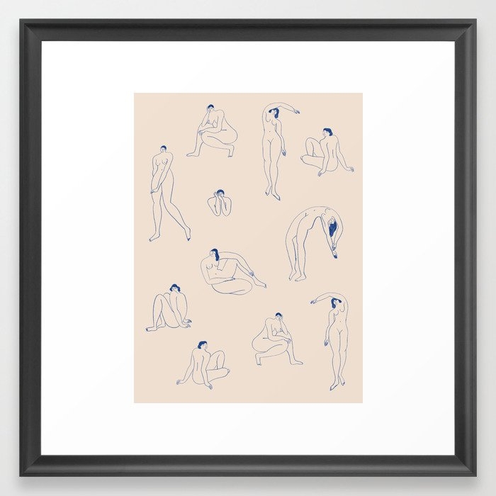 Les Silhouettes Bleues For Mimi & August Framed Art Print by Isabelle Feliu - Scoop Black - MEDIUM (Gallery)-22x22 - Image 0