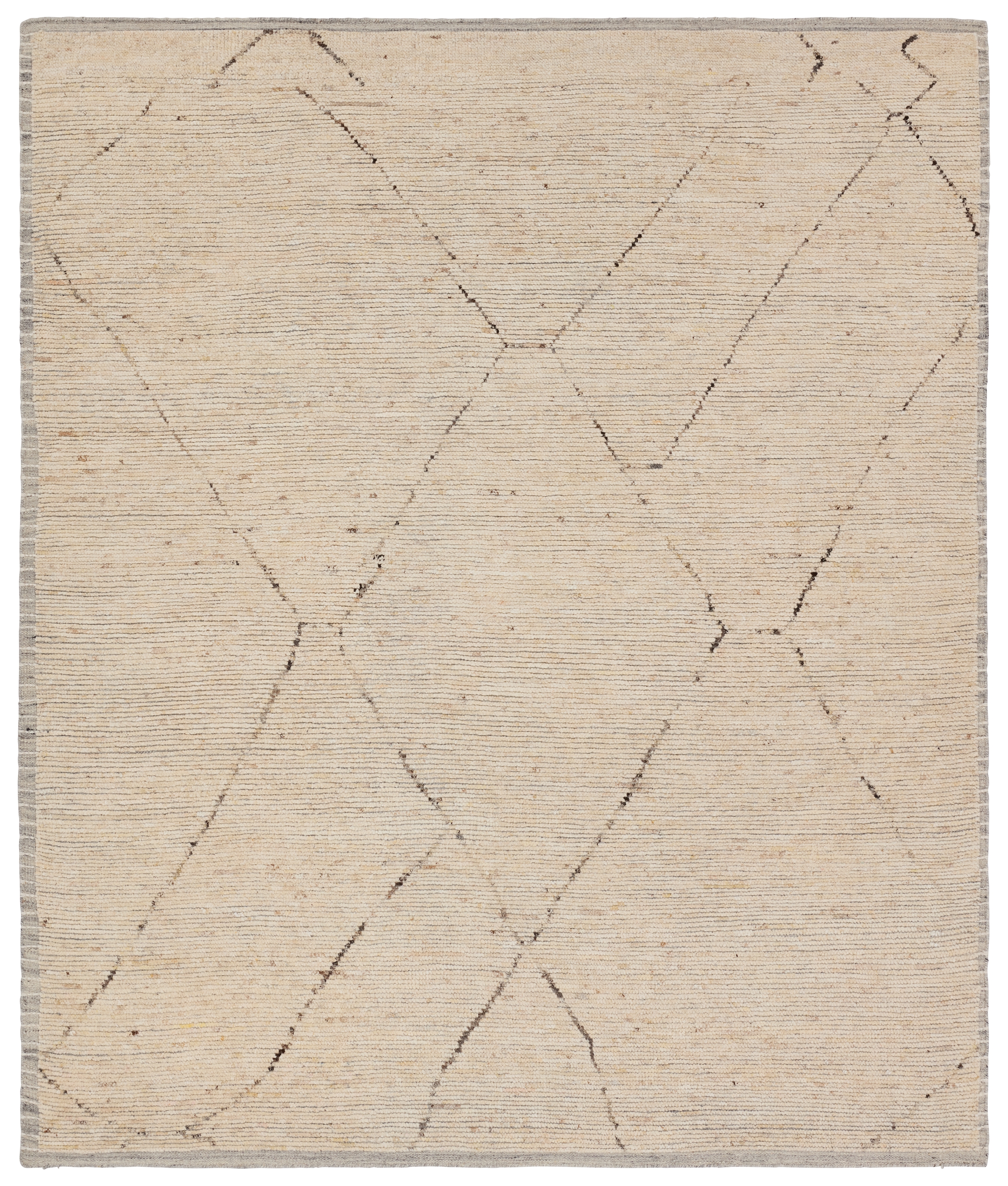 Tepal SEO05 Handknotted Trellis Cream and Brown Area Rug (8'x10') - Image 0