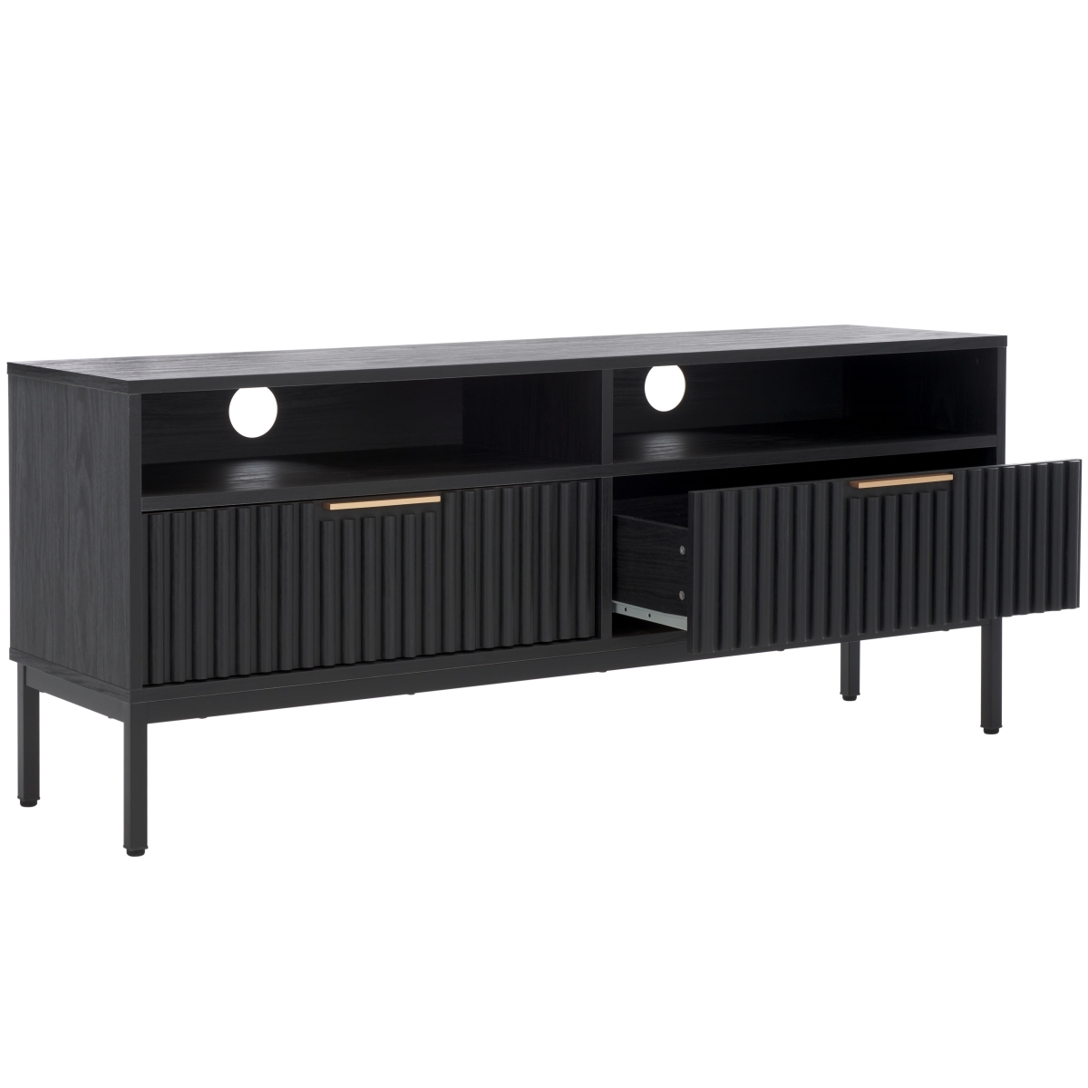 Lylia 2 Drawer 2 Shelf Media Stand - Black - Safavieh - Image 7