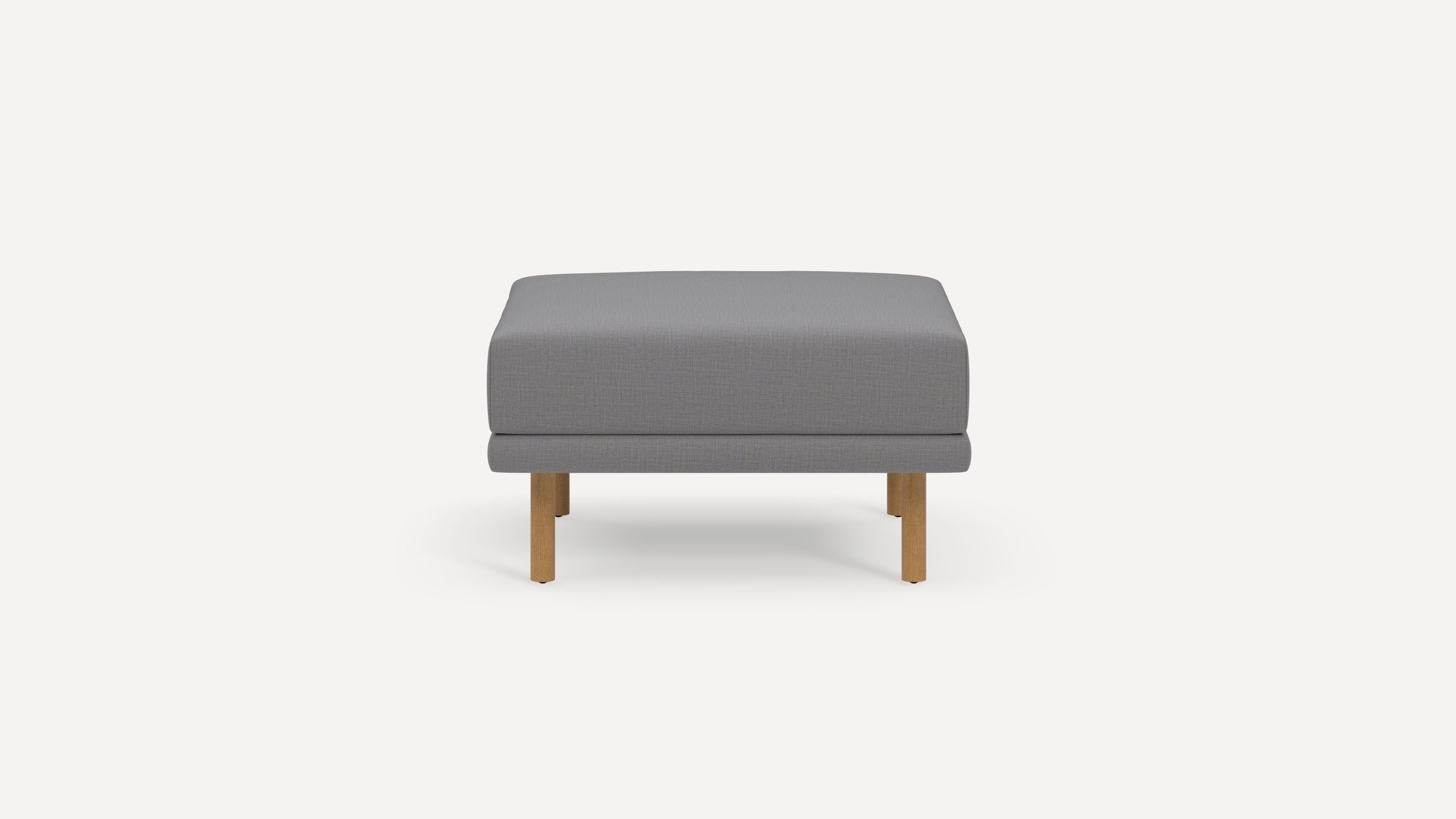 Range Ottoman - Stone Grey - Performance Flatweave / Oak - Wood - Image 0