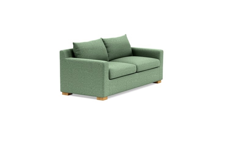 Sloan Sleeper Sleeper Sofa with Green Forest Fabric, double down blend cushions, and Natural Oak legs - Image 1