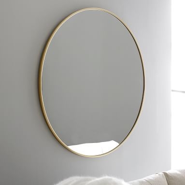 Metal Framed Round Mirror, Brass, 38", - Image 5