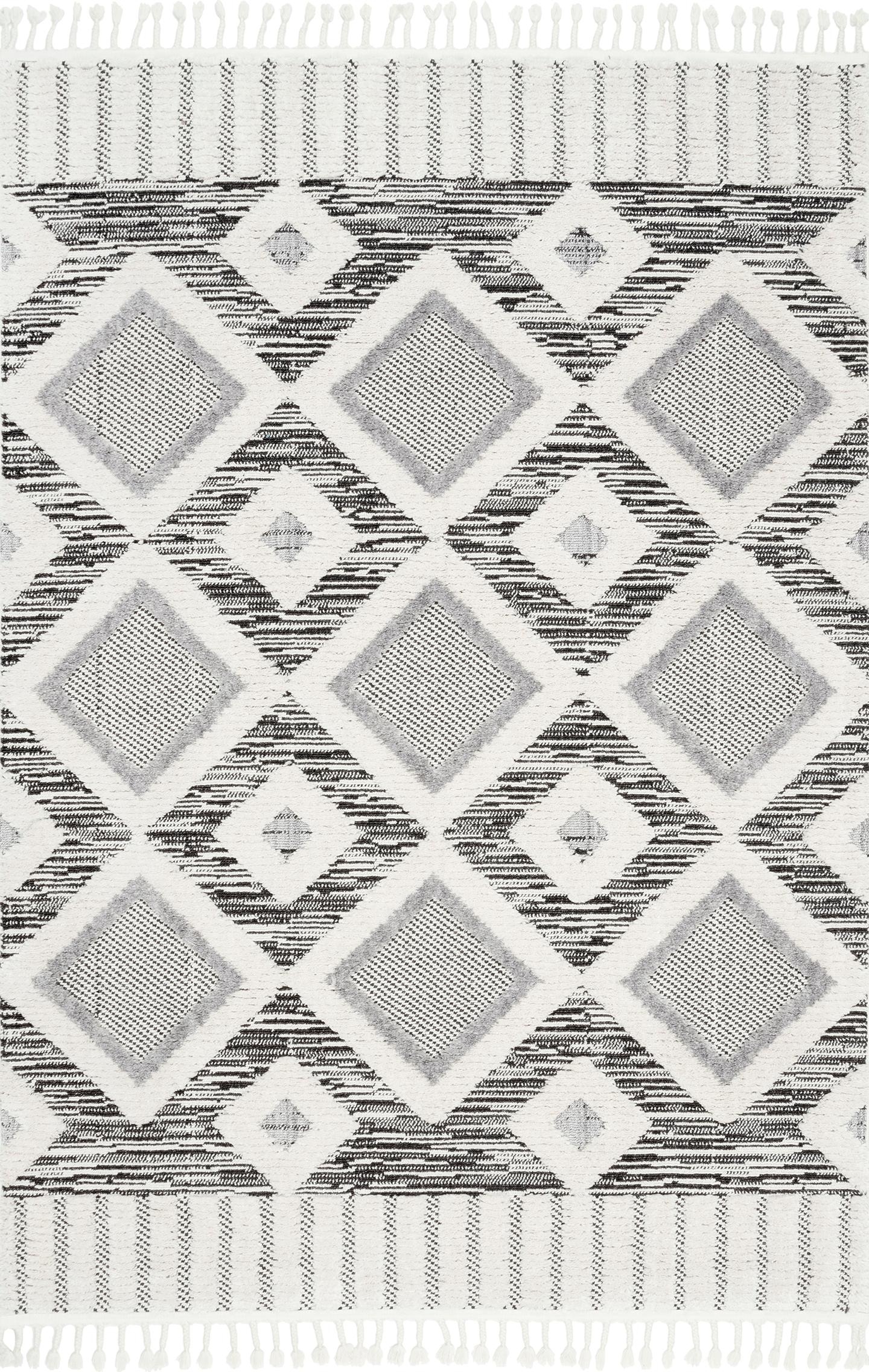 Journey Shaggy Checkered Tiles Tassel Area Rug - Image 1