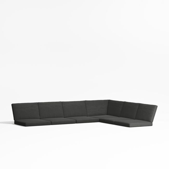 Alfresco Charcoal Grey Sunbrella ® 4-Piece L-Shaped Outdoor Cushions - Image 0