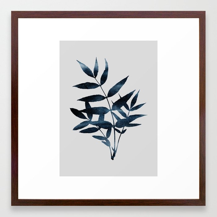 Watercolor Leaves 9 Framed Art Print by Mareike BaPhmer - Conservation Walnut - Medium(Gallery) 20" x 20"-22x22 - Image 0