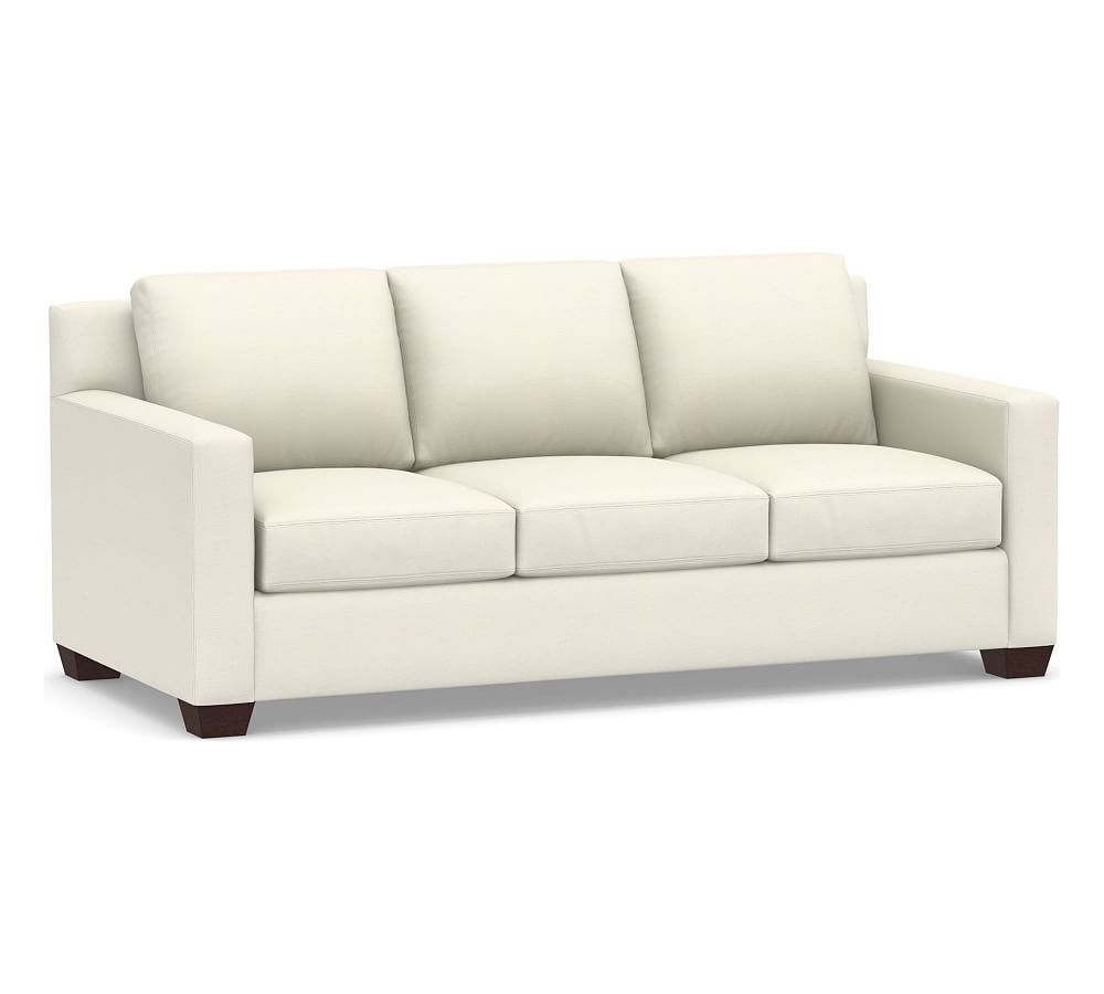 York Square Arm Upholstered Sofa 80.5" 3X3, Down Blend Wrapped Cushions, Textured Twill Ivory - Image 0