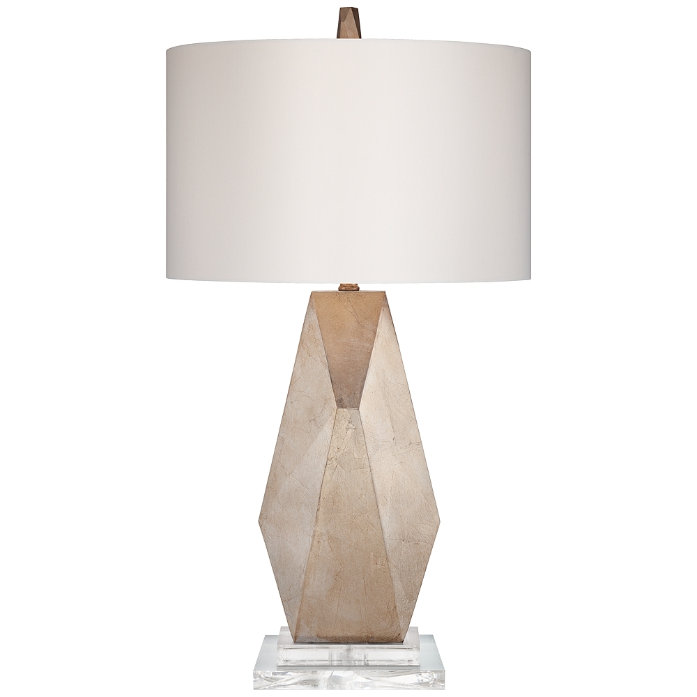 Possini Euro Champagne Gold Modern Geometric Table Lamp with Acrylic Riser - Image 0