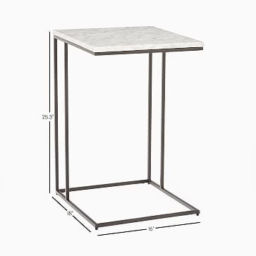 Streamline C-Side Table, Whitewash, Light Bronze - Image 1