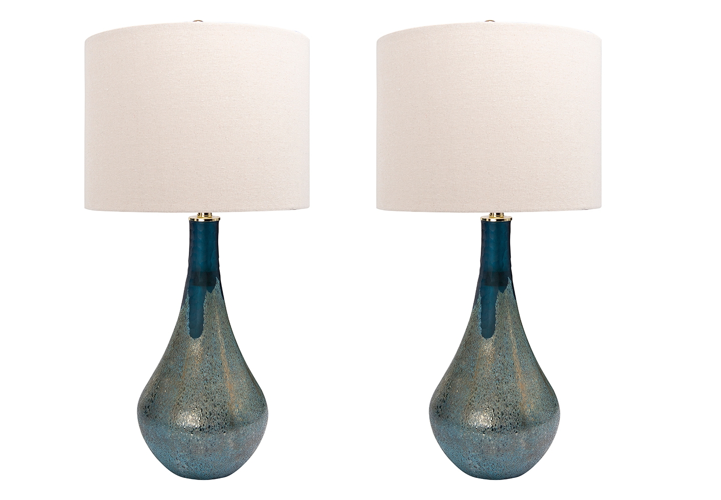 Glass Table Lamp with Opal Finish & Linen Shade (Set of 2 Lamps) - Image 0