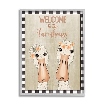Welcome To The Farmhouse Phrase Whimsical Country Geese - Image 0