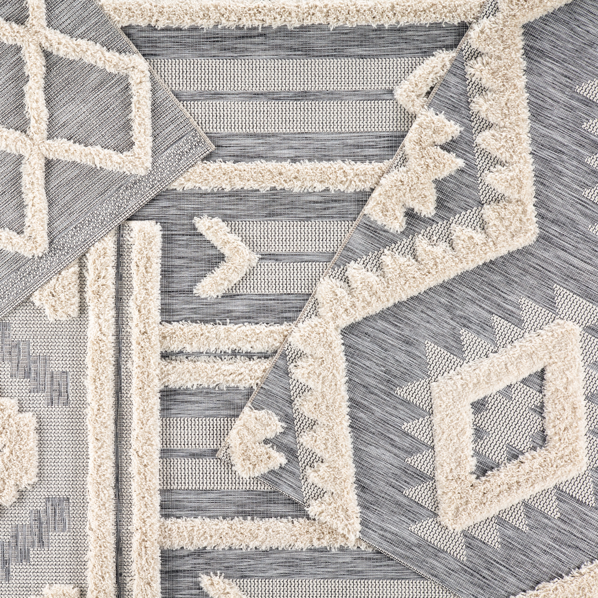 Hanai Indoor/ Outdoor Tribal Gray/ Cream Area Rug (8'9"X12'5") - Image 5