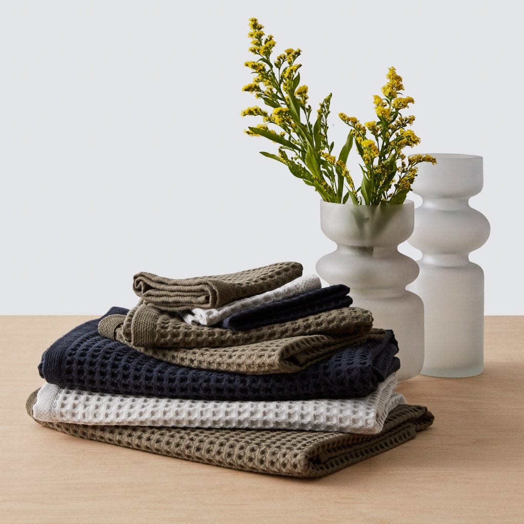The Citizenry Mara Organic Waffle Bath Sheet Set Set of 6 | Mist - Image 9