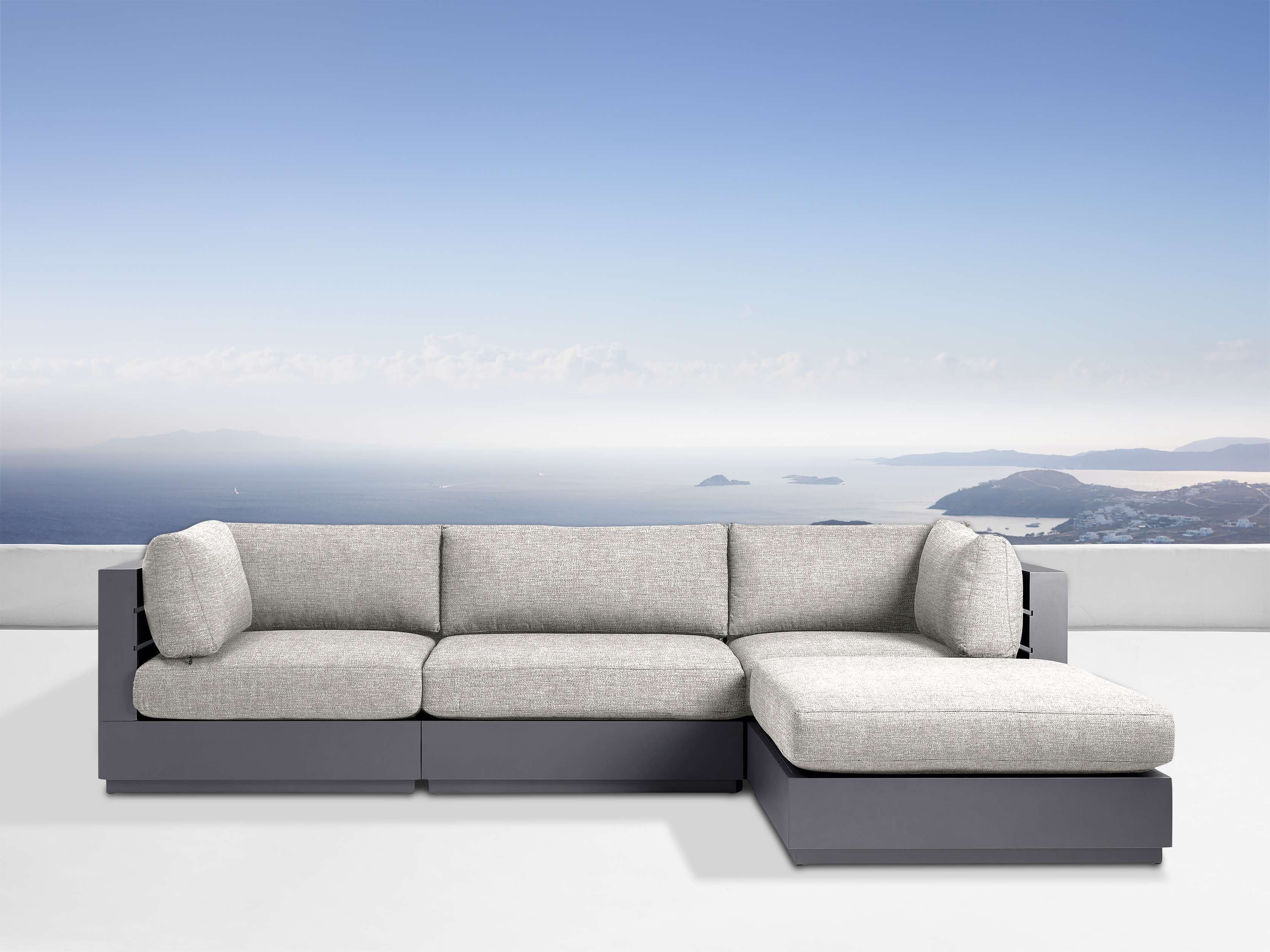 Bal Harbour Outdoor Four-Piece Sectional Aluminum in Gray  Shardai Zinc - Image 0