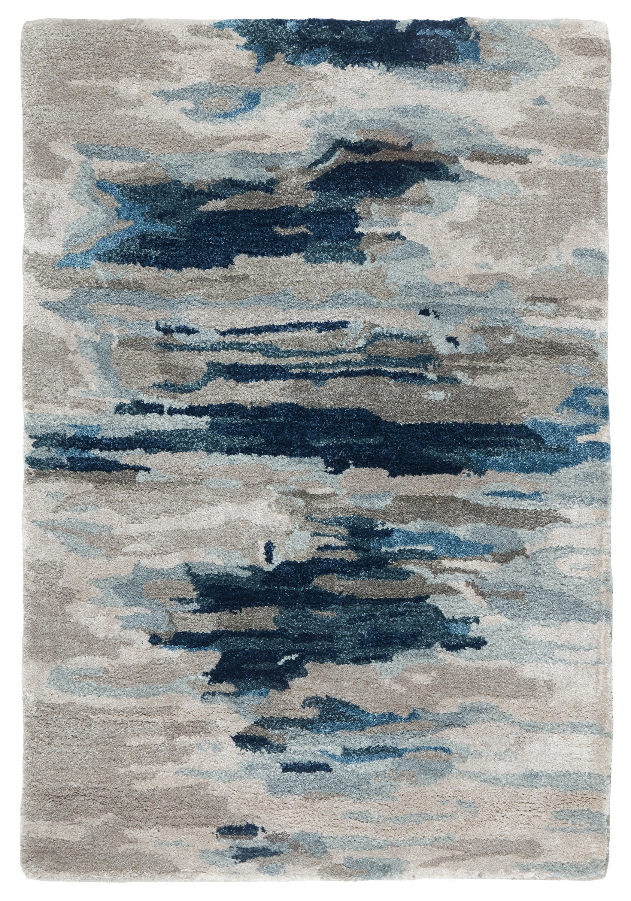 Ryenn Handmade Abstract Dark Blue/ Gray Area Rug  (10'X14') - Image 0