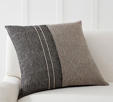 Caylee Handloomed Striped Pillow Cover, 24", Gray Multi - Image 0