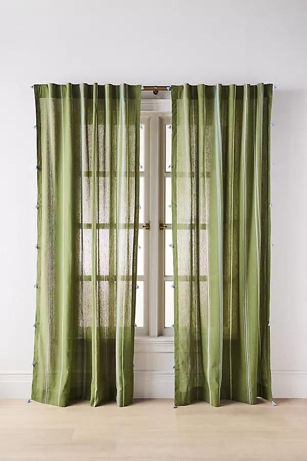 Walton Cotton Linen Sheer Stripe Tassel Curtain - Image 0