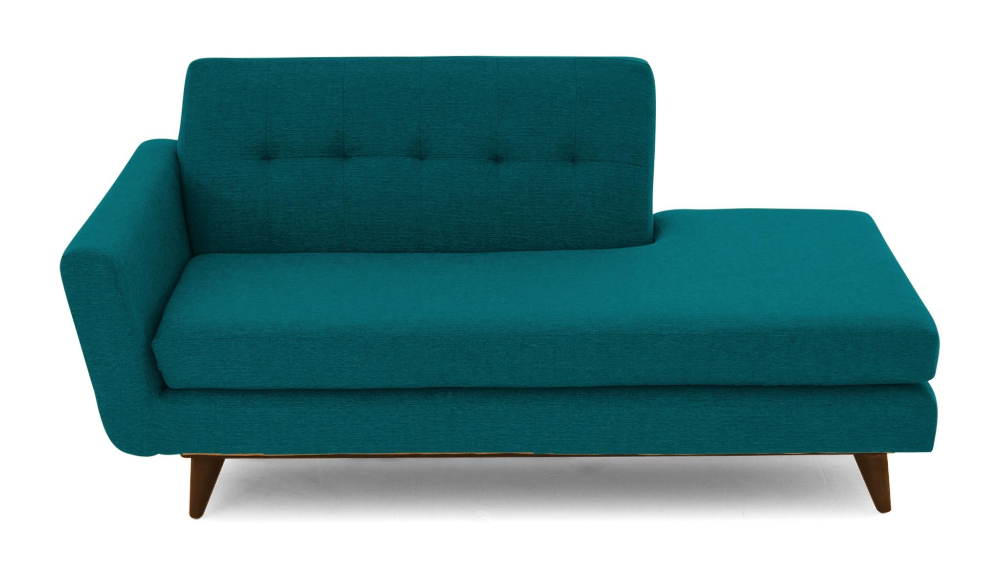 Blue Hughes Mid Century Modern Chaise - Lucky Turquoise - Mocha - Image 0