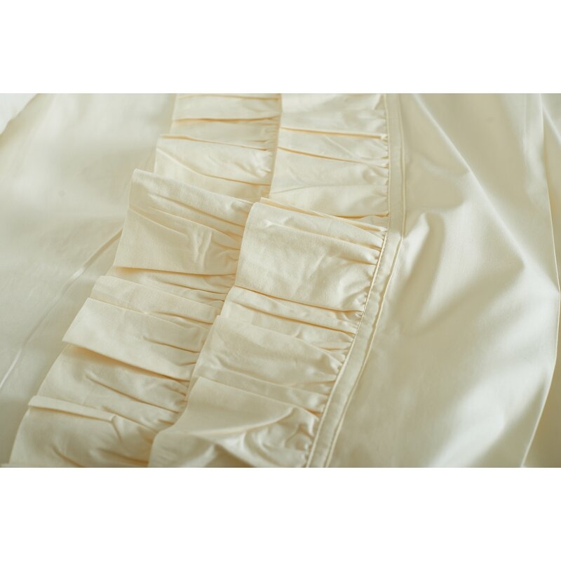  Double Ruffled 200 Thread Count 100% Cotton Sheet Set Size: Queen, Color: Ivory - Image 0