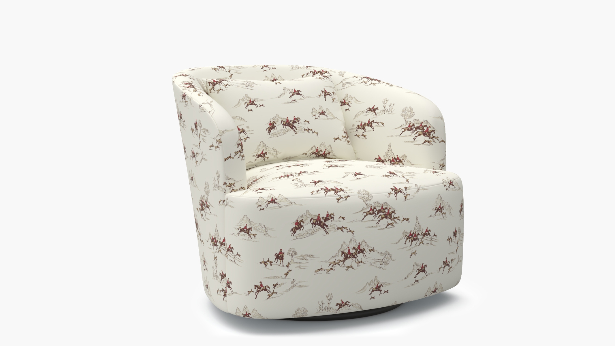 Deco Swivel Chair, Red Cotswold Hunt - Image 1