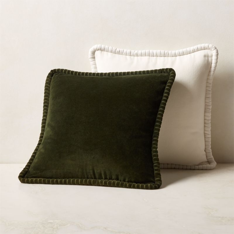 Brye Dark Green Velvet Throw Pillow with Feather-Down Insert 20'' - Image 2