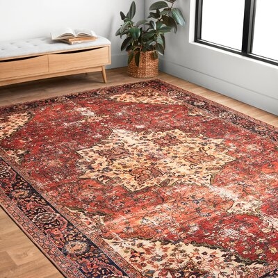 Rakesh Oriental Red/Navy Area Rug  - Image 0