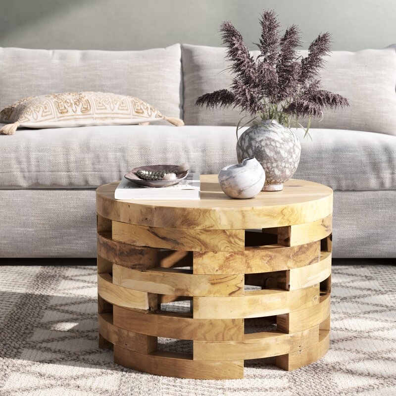 Celaya Solid Wood Drum Coffee Table - Image 4