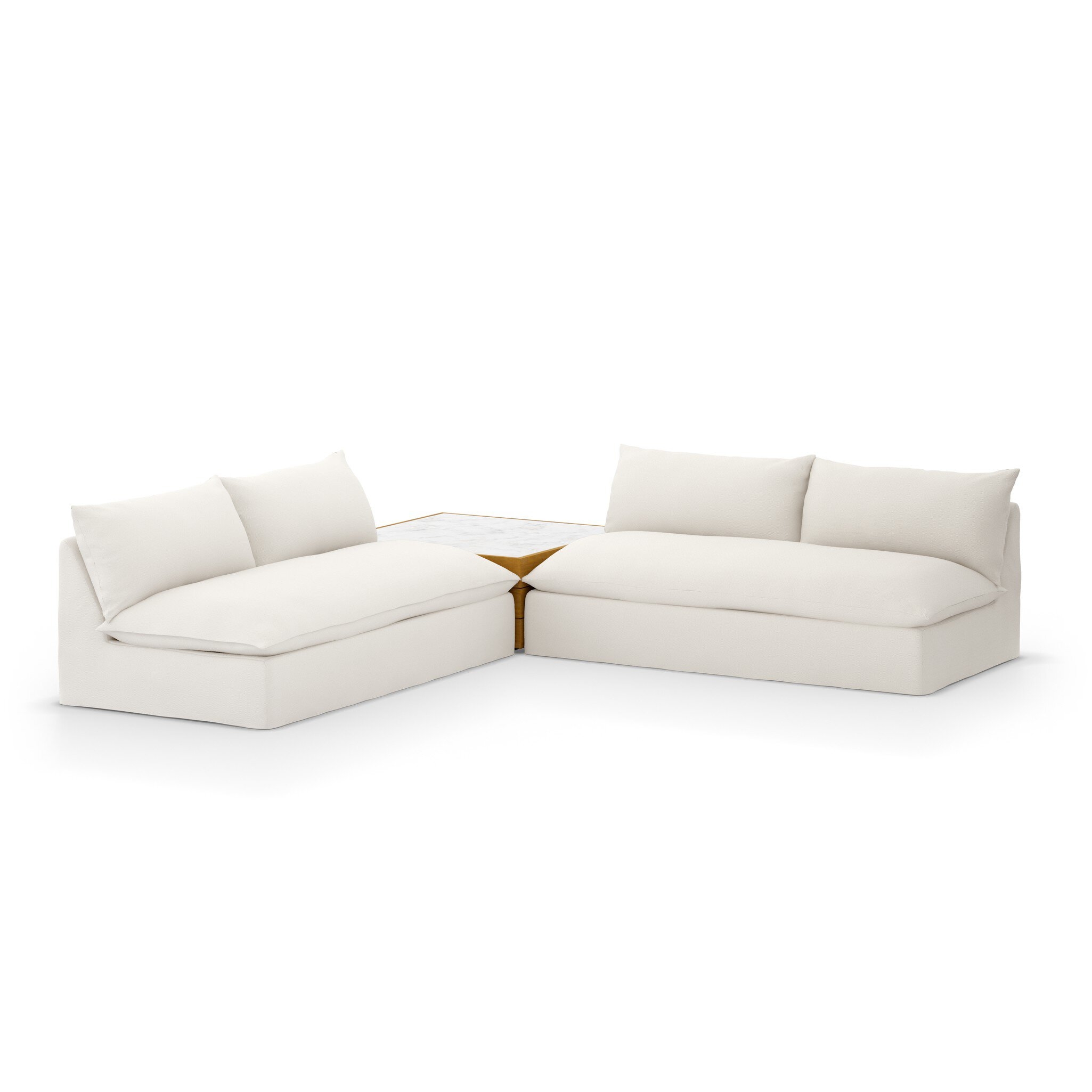 Grant Outdoor 2-Piece Sectional W/ Coffee Table - Faye Cream - Image 0