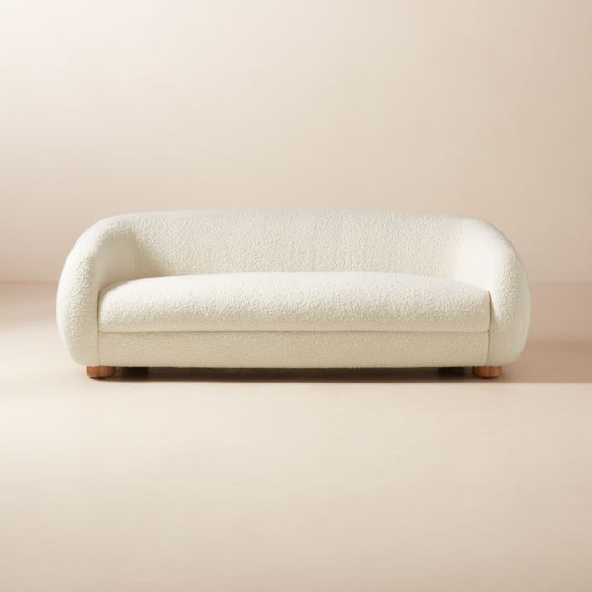 Laszlo 80" Warm White Boucle Apartment Sofa - Image 0