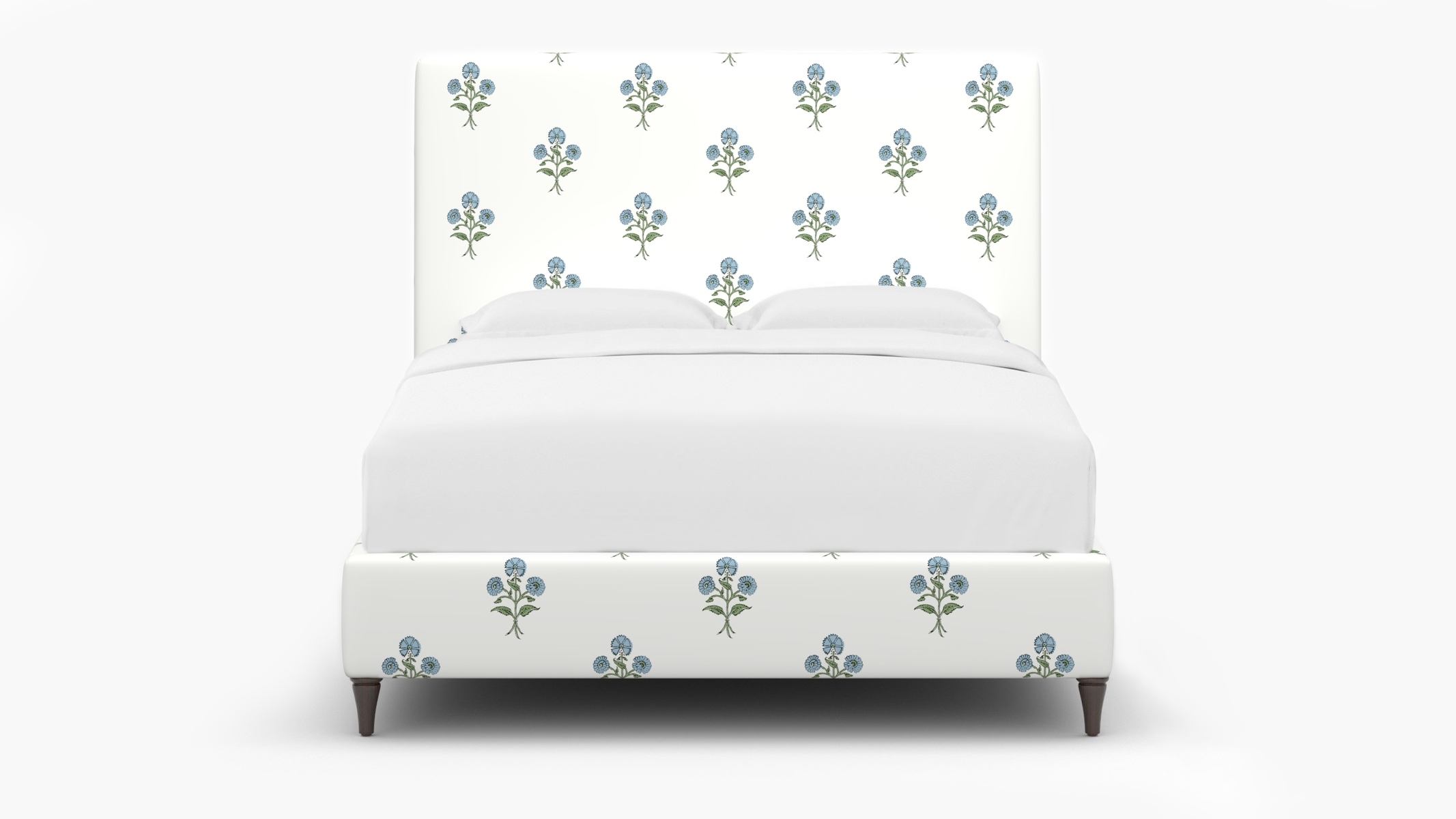 Classic Bed, Blue Delphine, Espresso Decorative Tapered Leg, Twin - Image 1