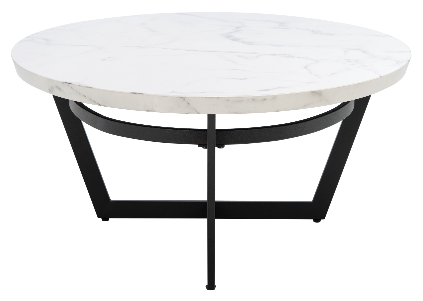 Placido Oval Coffee Table - White Marble / Black - Safavieh - Image 6