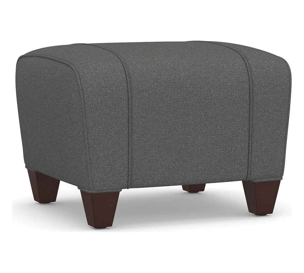 Manhattan Roll Arm Upholstered Ottoman, Polyester Wrapped Cushions, Park Weave Charcoal - Image 0