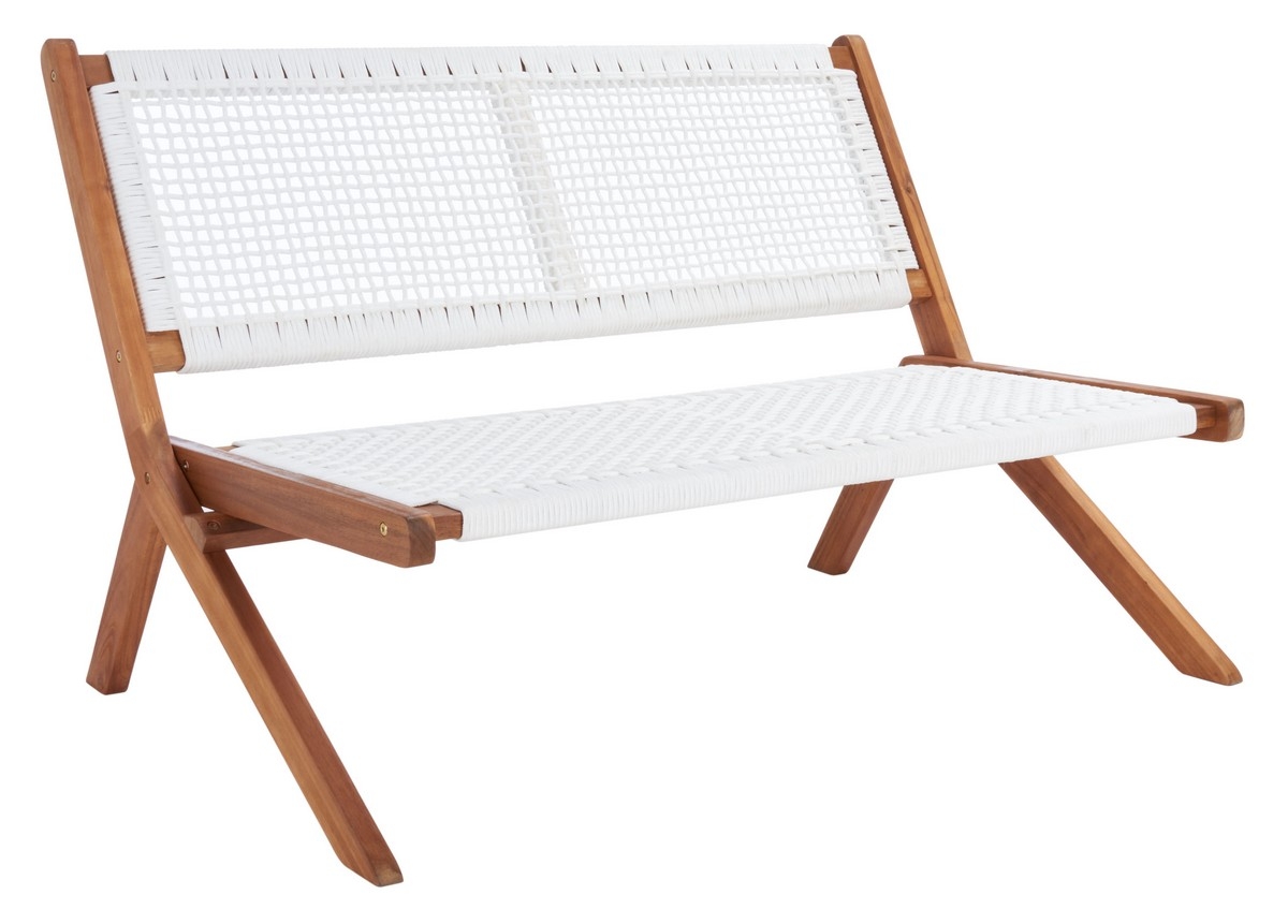 Kobina Outdoor Bench - Natural/White - Safavieh - Image 4