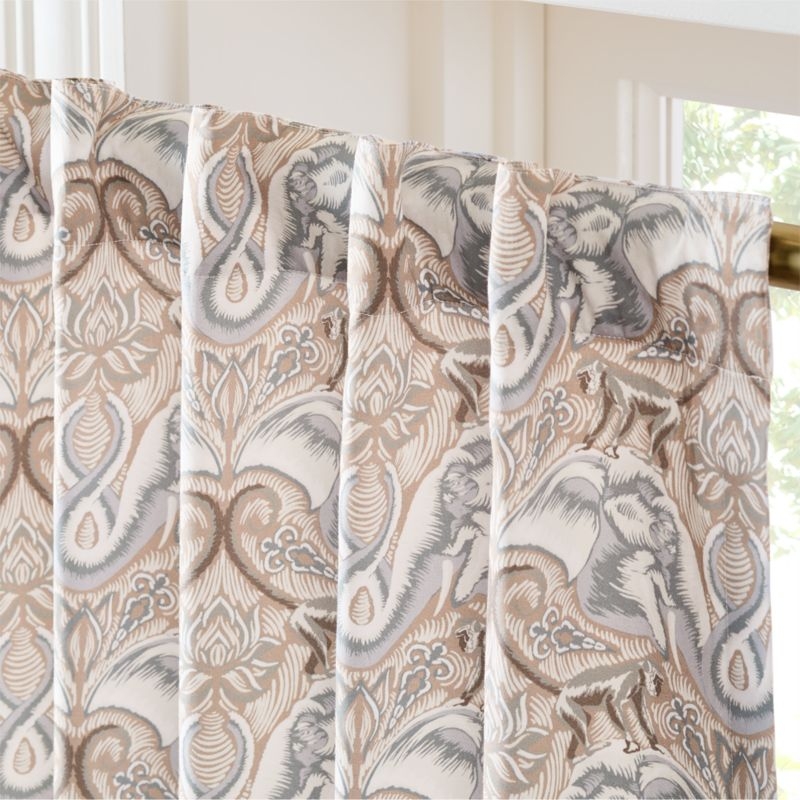 Entwined Elephants Natural Curtain Panel 108" - The White Lotus - Image 2
