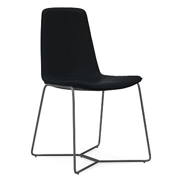 Slope Dining Chair, Sierra Leather, Black, Charcoal - Image 0