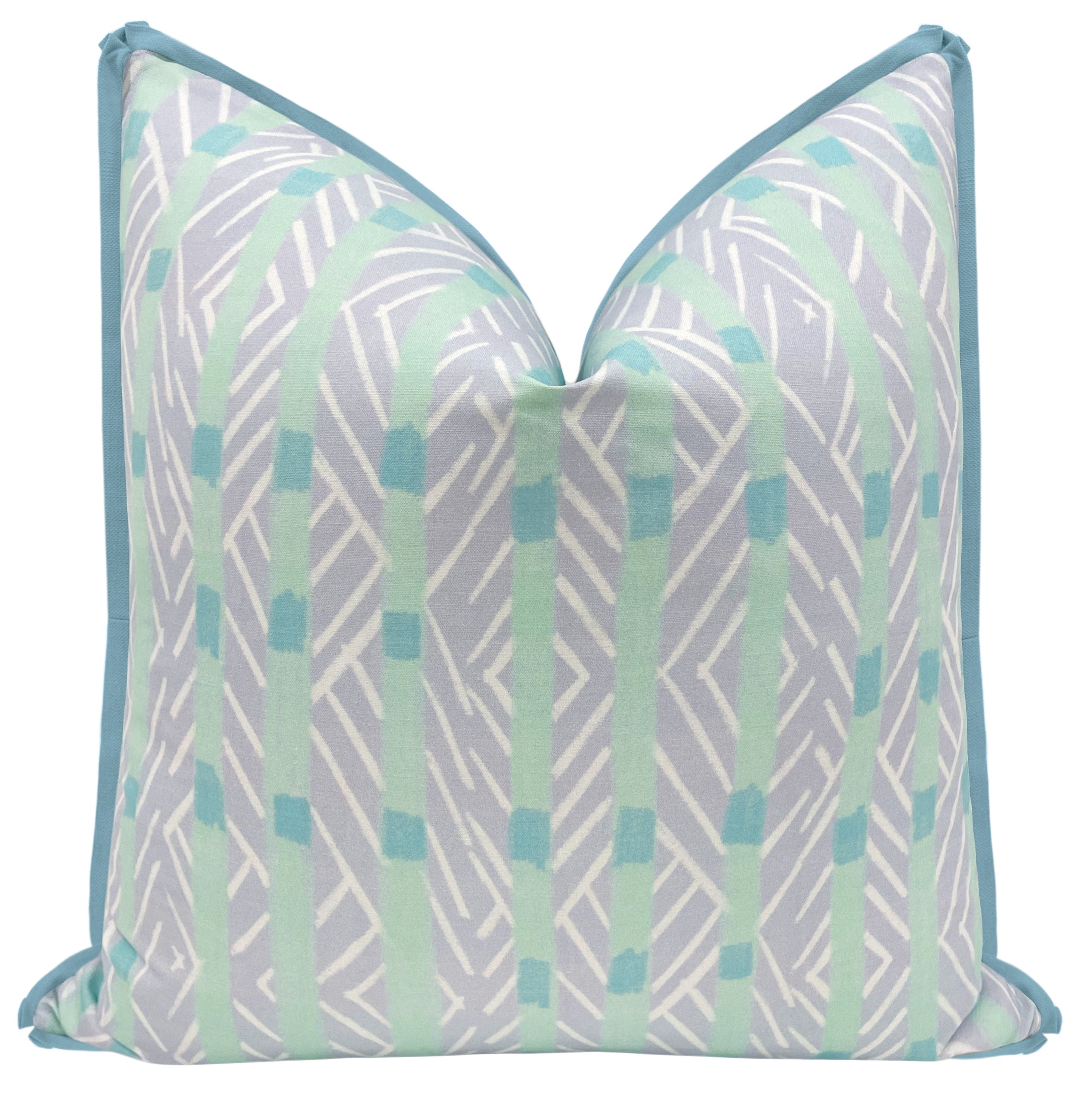 BOWTIE STRIPES // DUSTY BLUE | TEIL TEXTILES - 20" X 20" / BUTTERFLY FLANGE / Hydrangea Blue - Image 0