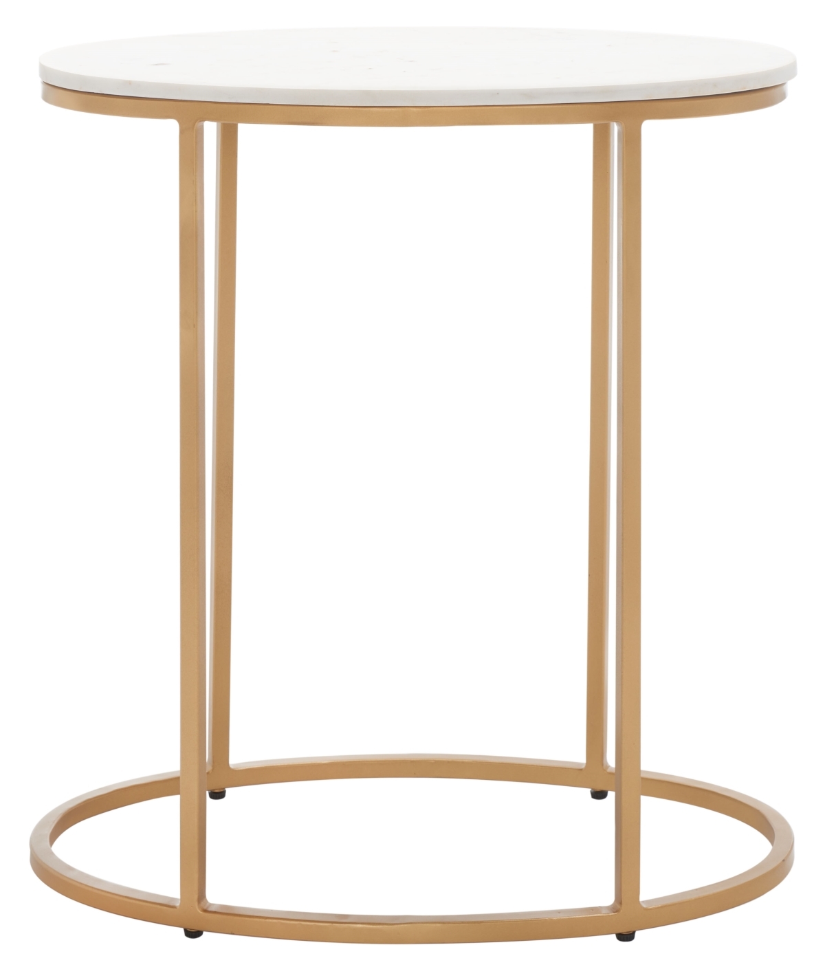 Tage Marble Side Table - White Marble / Gold - Safavieh - Image 0